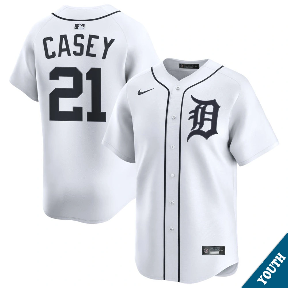 Youth Detroit Tigers Sean Casey #21 Home White Limited Former Player‌ Jersey