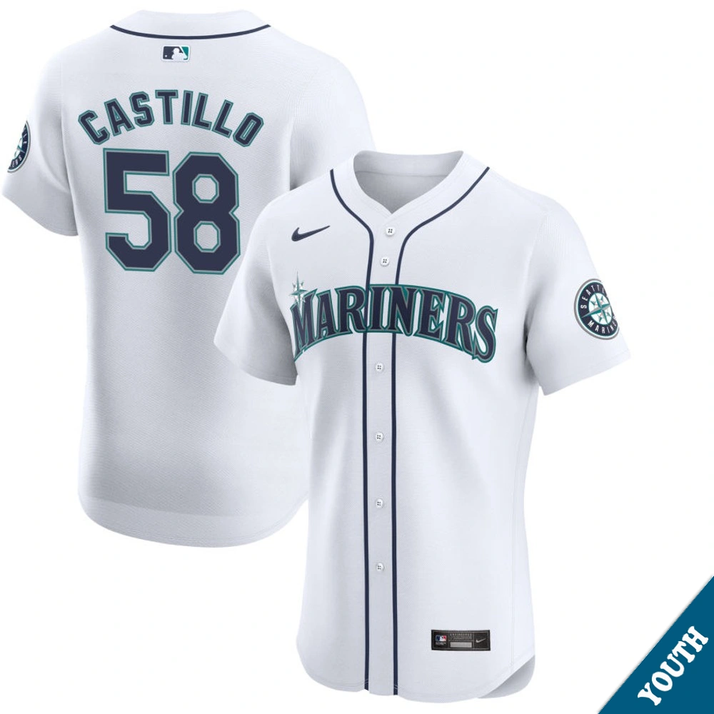 Youth Seattle Mariners Luis Castillo #58 Home White Elite Jersey