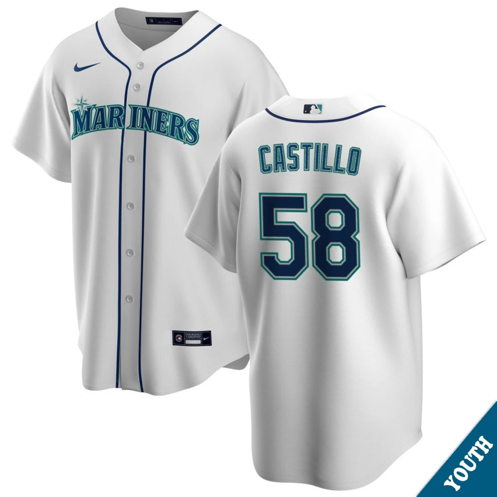 Youth Seattle Mariners Luis Castillo #58 Home White Replica Jersey