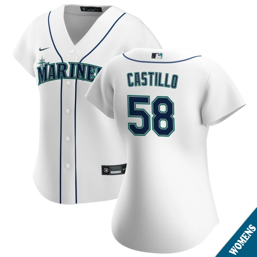 Women's Seattle Mariners Luis Castillo #58 Home White Replica Jersey