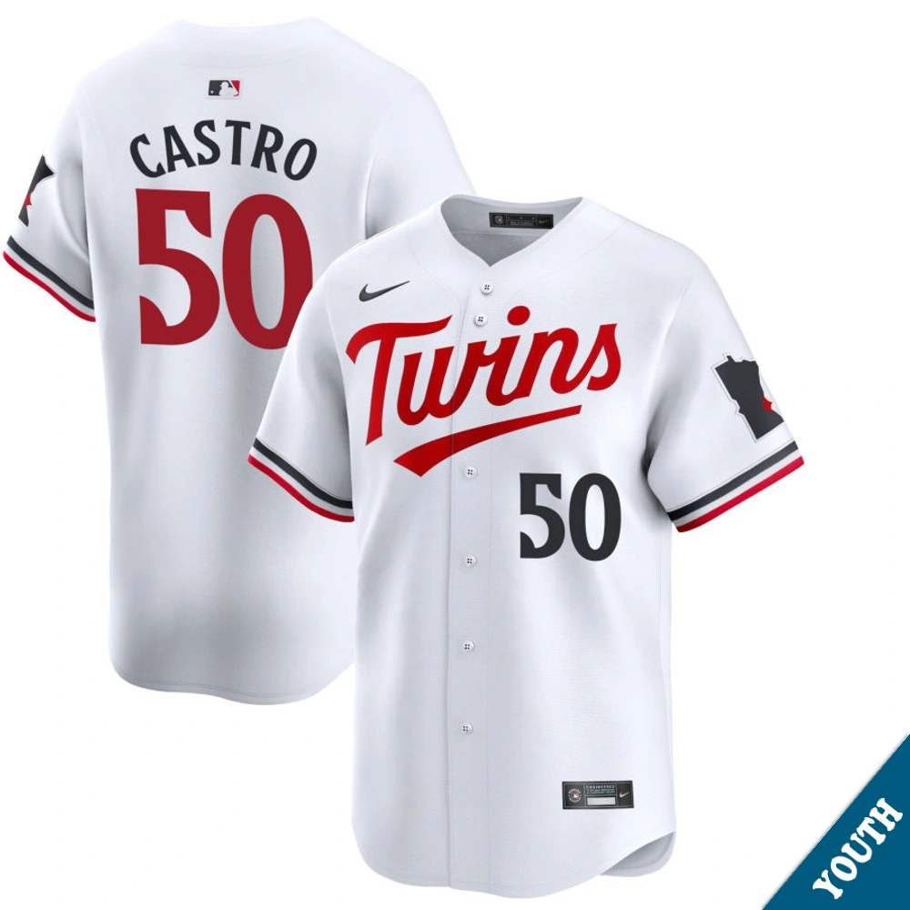 Youth Minnesota Twins Willi Castro #50 Home White Limited Jersey