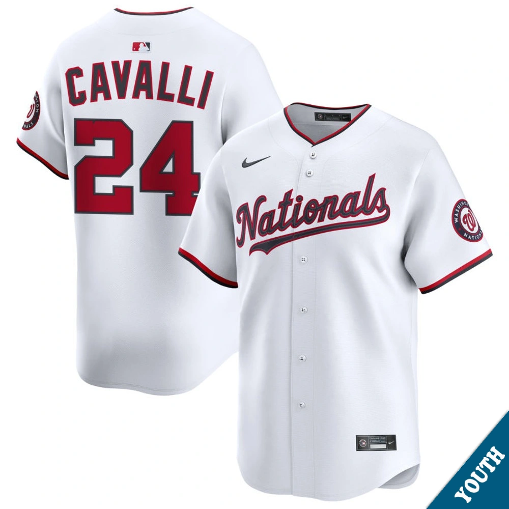 Youth Washington Nationals Cade Cavalli #24 Home White Limited Jersey