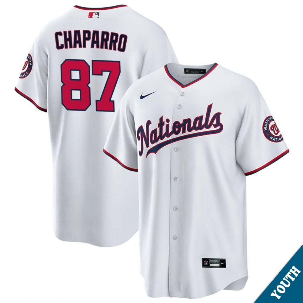 Youth Washington Nationals Andres Chaparro #87 White Replica Jersey