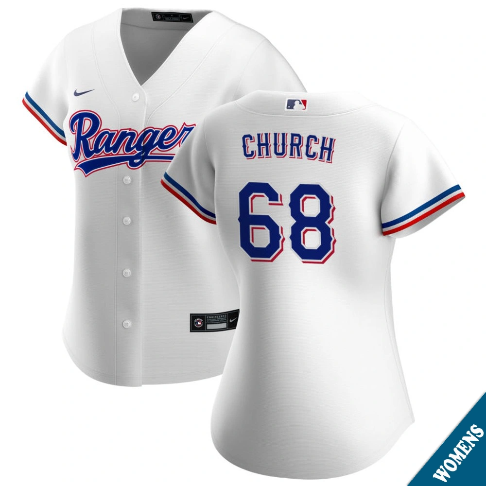 Women's Texas Rangers Marc Church #68 Home White Replica Jersey