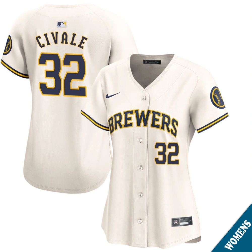 Women's Milwaukee Brewers Aaron Civale #32 Home Cream Limited Jersey