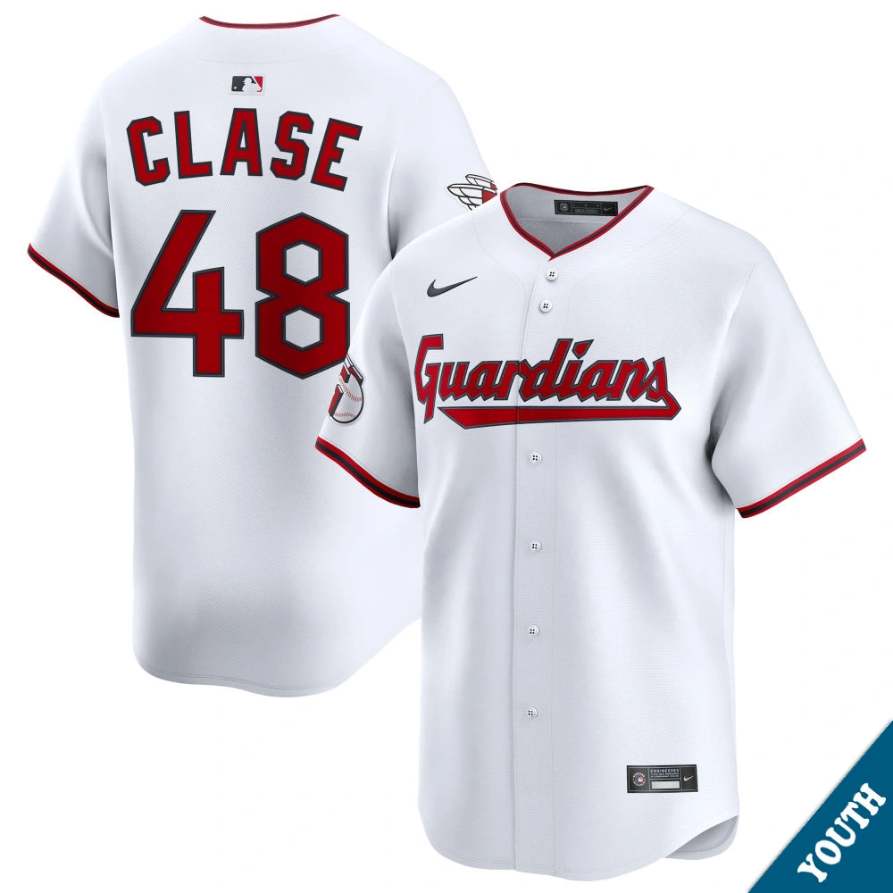 Youth Cleveland Guardians Emmanuel Clase #48 Home White Limited Jersey