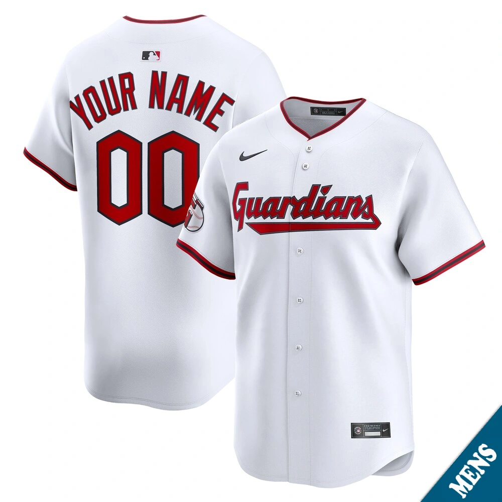 Men's Cleveland Guardians Custom Home White Limited Jersey Men's Cleveland Guardians Custom Home White Limited Jersey