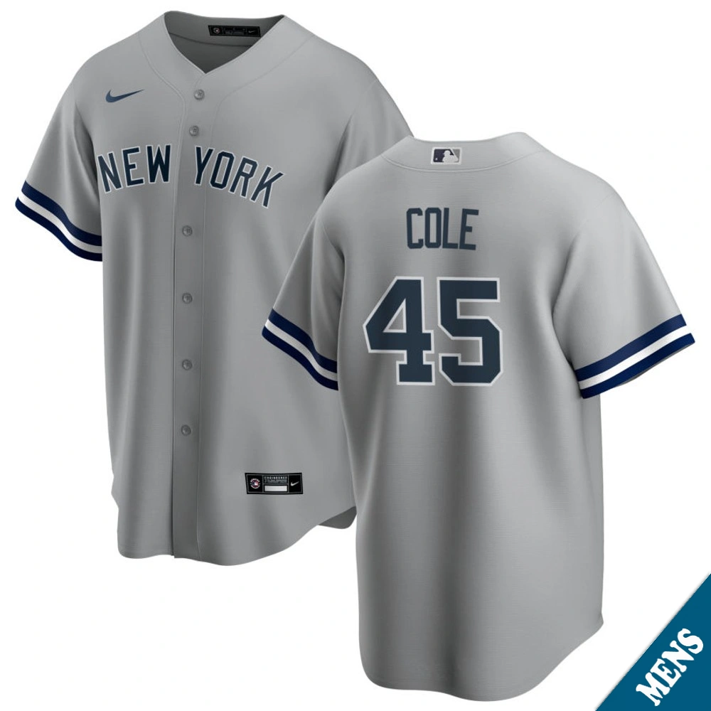 Men's New York Yankees Gerrit Cole #45 Gray Road Replica Jersey
