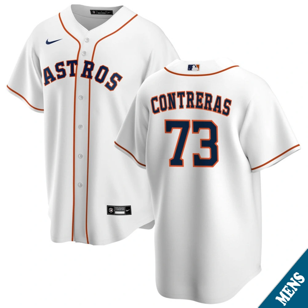 Men's Houston Astros Luis Contreras #73 Home White Replica Jersey
