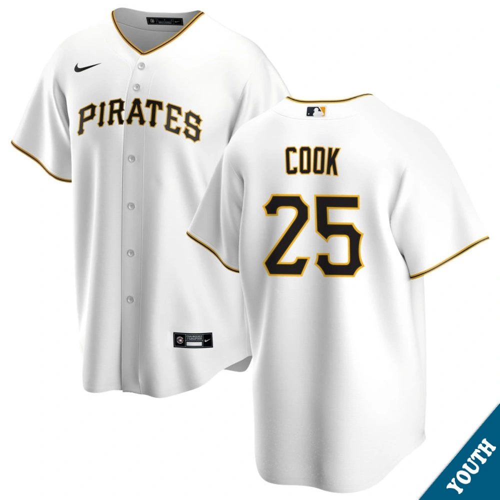 Youth Pittsburgh Pirates Billy Cook #25 Home White Replica Jersey