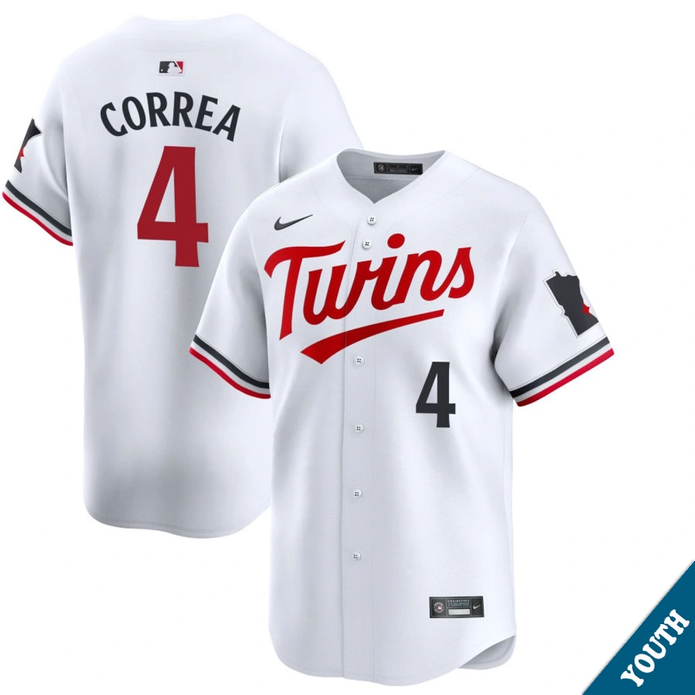 Youth Minnesota Twins Carlos Correa #4 Home White Limited Jersey