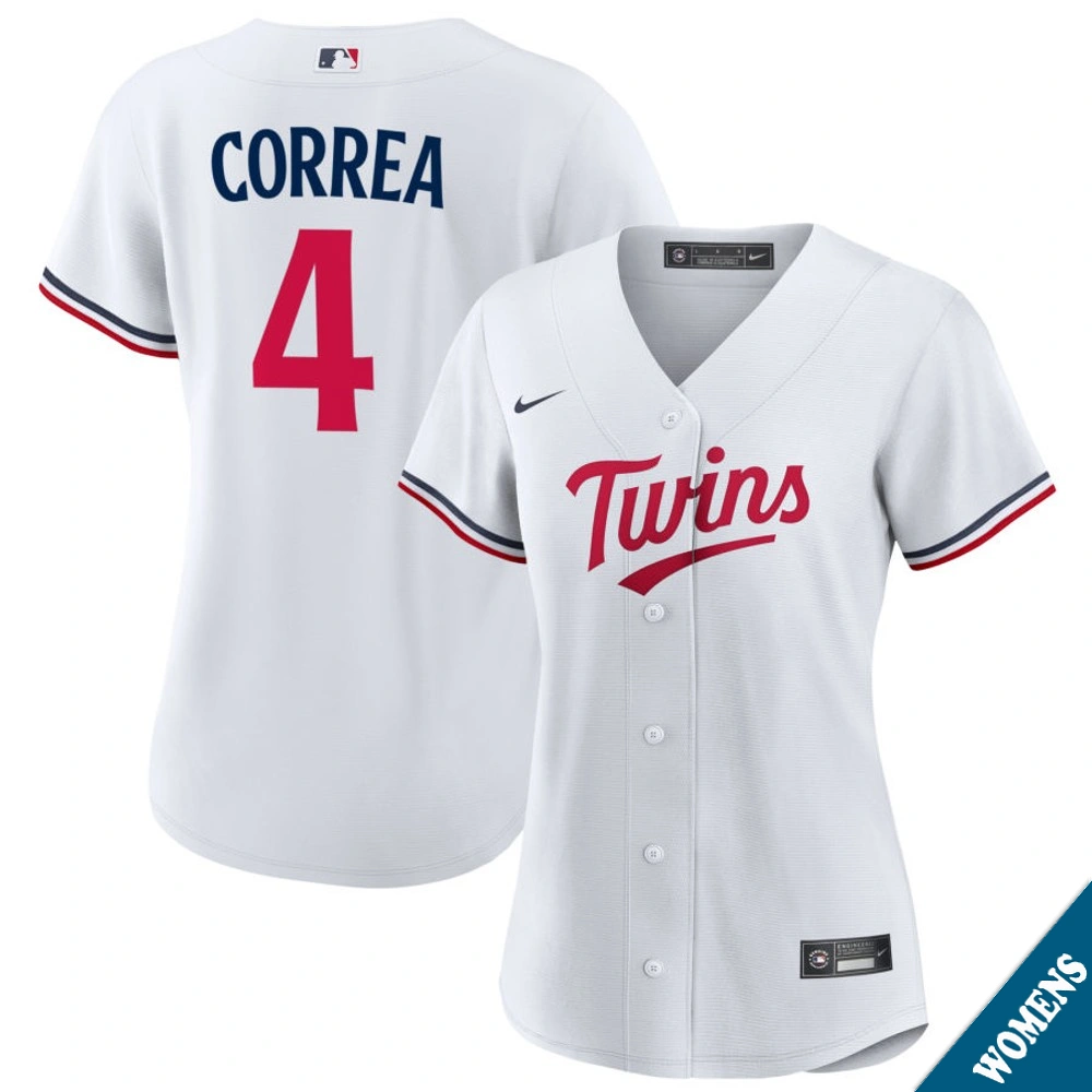Women's Minnesota Twins Carlos Correa #4 Home White Replica Jersey