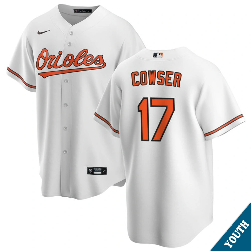 Youth Baltimore Orioles Colton Cowser #17 Home White Replica Jersey Youth Baltimore Orioles Colton Cowser #17 Home White Replica Jersey