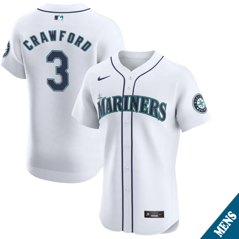 Men's Seattle Mariners JP Crawford #3 Home White Elite Jersey