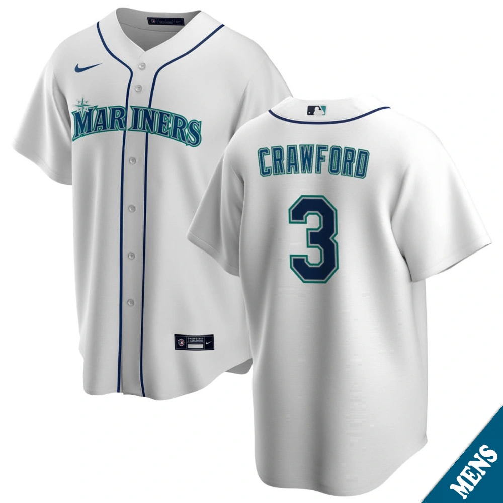 Men's Seattle Mariners JP Crawford #3 Home White Replica Jersey