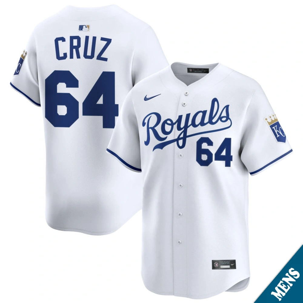Men's Kansas City Royals Steven Cruz #64 Home White Limited Jersey