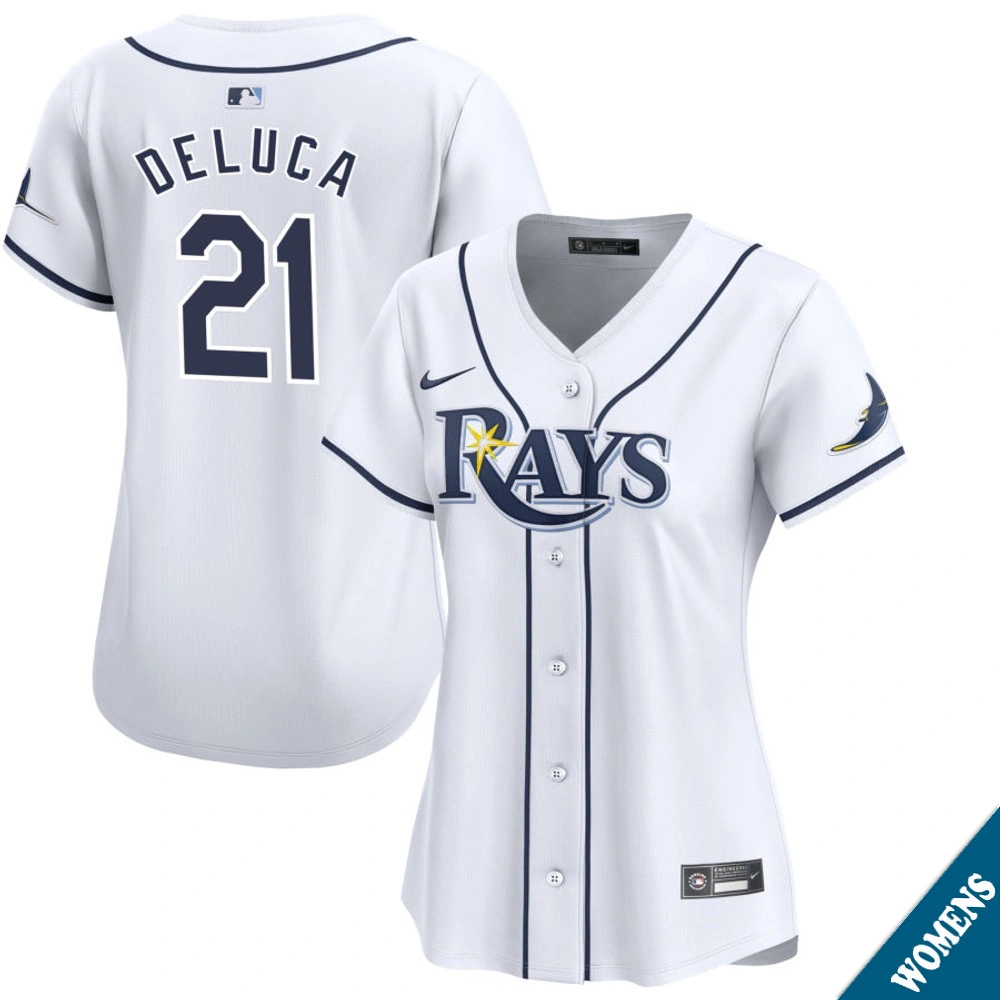 Women's Tampa Bay Rays Jonny DeLuca #21 Home White Limited Jersey