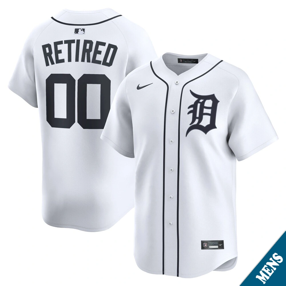 Men's Detroit Tigers Custom Home White Limited Former Player‌ Jersey