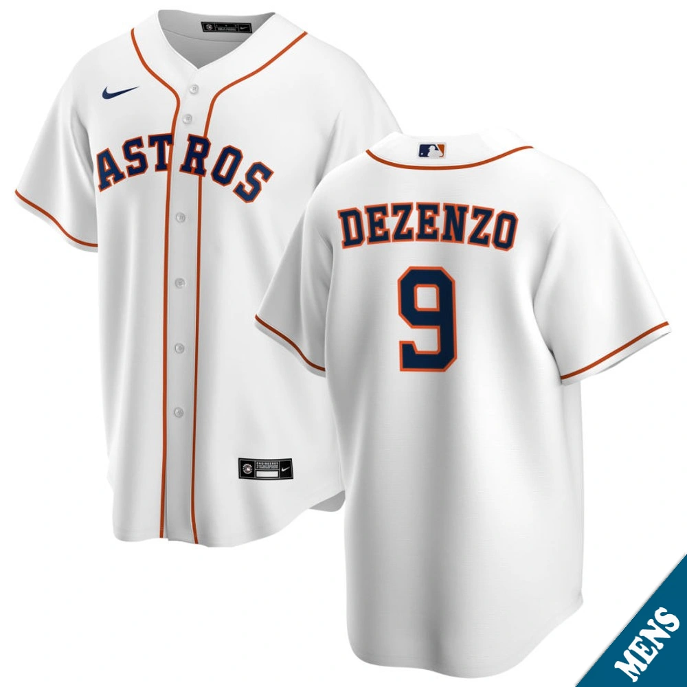 Men's Houston Astros Zach Dezenzo #9 Home White Replica Jersey