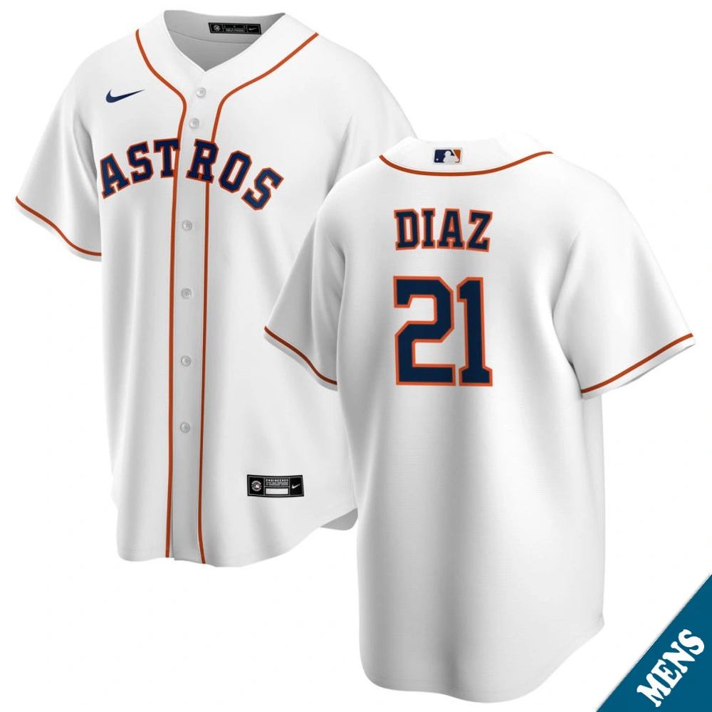 Men's Houston Astros Yainer Diaz #21 Home White Replica Jersey