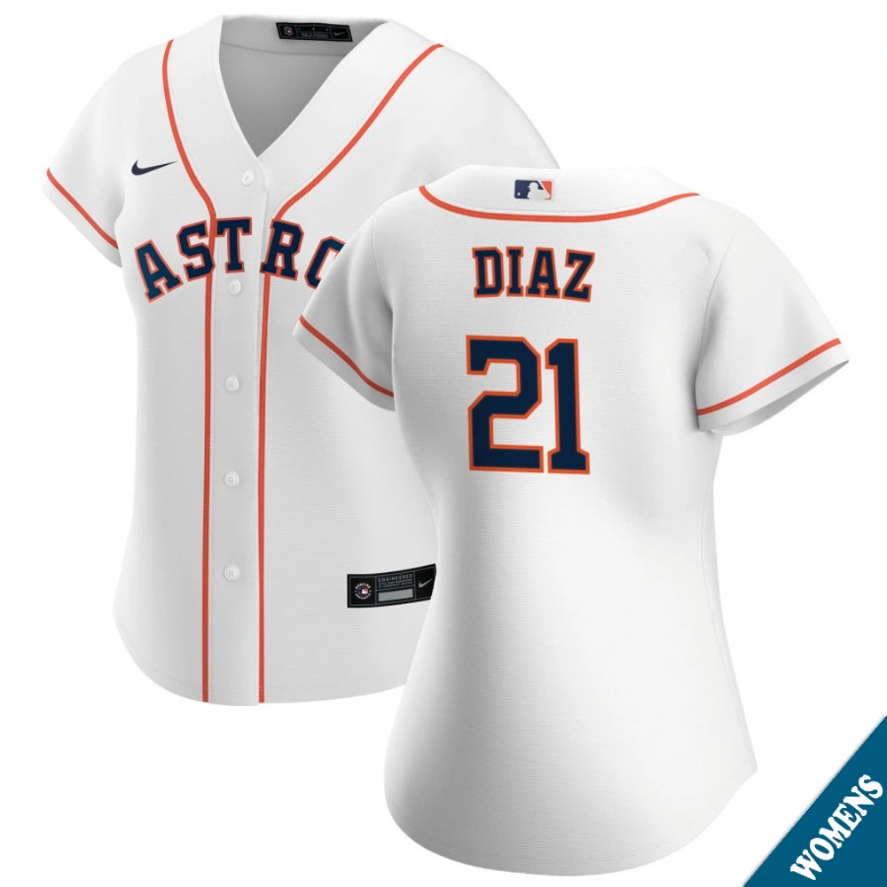 Women's Houston Astros Yainer Diaz #21 Home White Replica Jersey