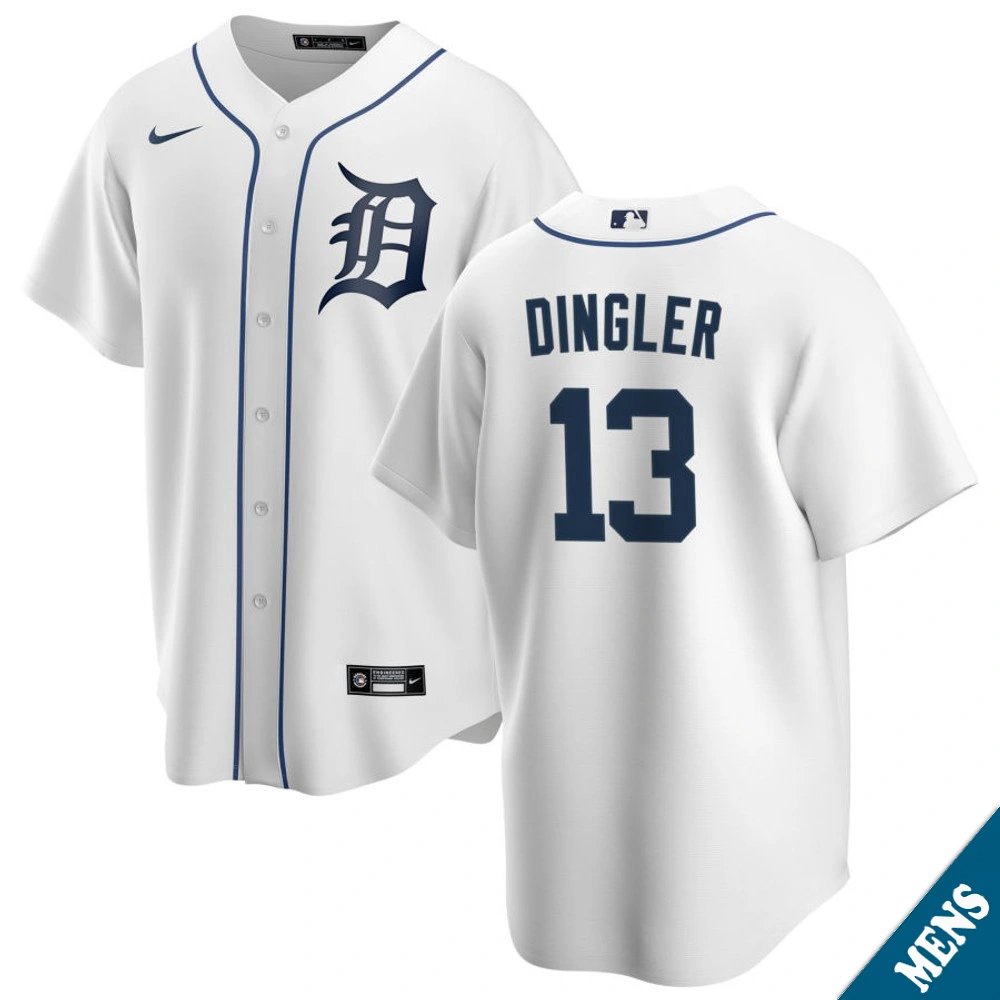 Men's Detroit Tigers Dillon Dingler #13 Home White Replica Jersey