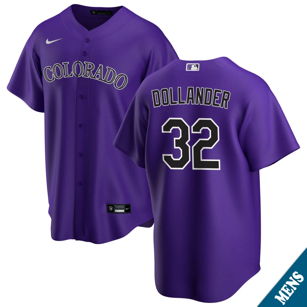 Men's Colorado Rockies Chase Dollander #32 Purple Alternate Replica Jersey