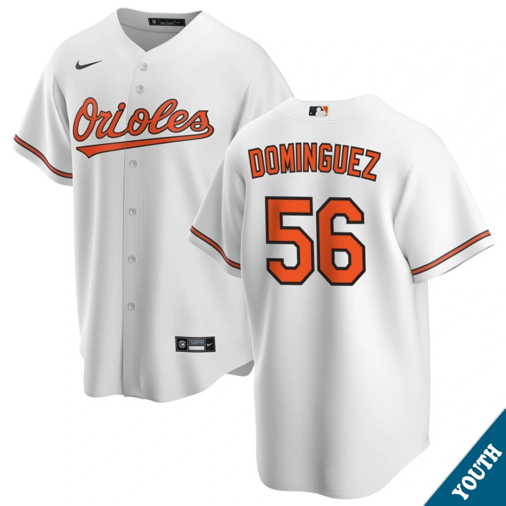 Youth Baltimore Orioles Seranthony Dominguez #56 Home White Replica Jersey Youth Baltimore Orioles Seranthony Dominguez #56 Home White Replica Jersey