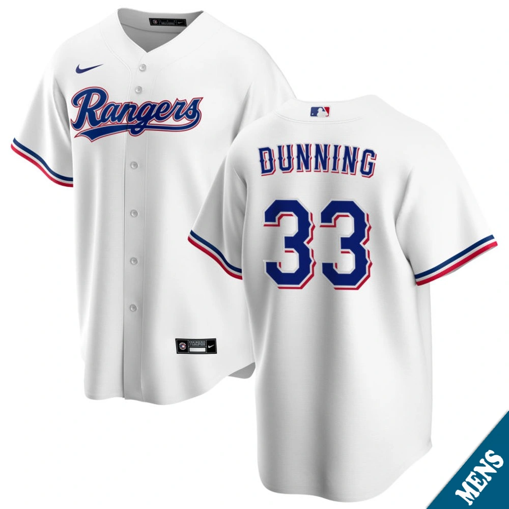 Men's Texas Rangers Dane Dunning #33 Home White Replica Jersey