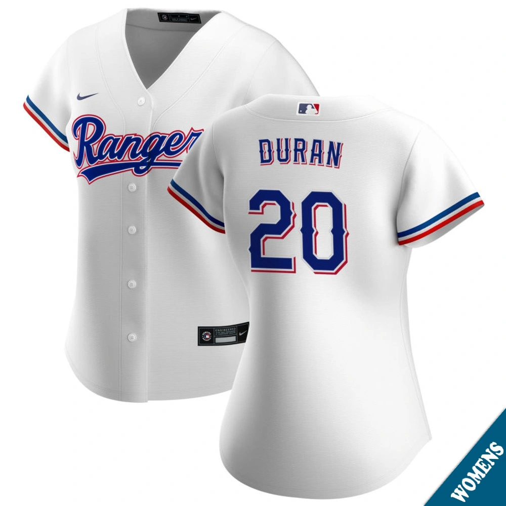 Women's Texas Rangers Ezequiel Duran #20 Home White Replica Jersey