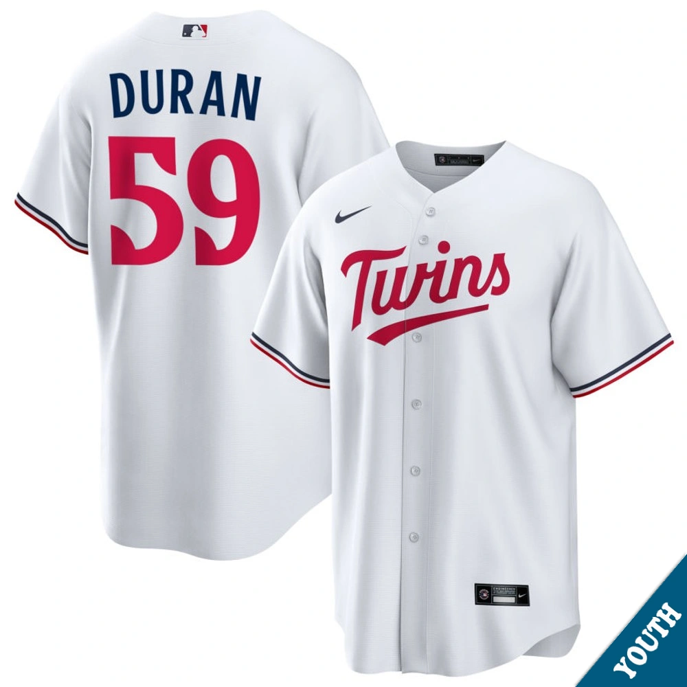 Youth Minnesota Twins Jhoan Duran #59 Home White Replica Jersey