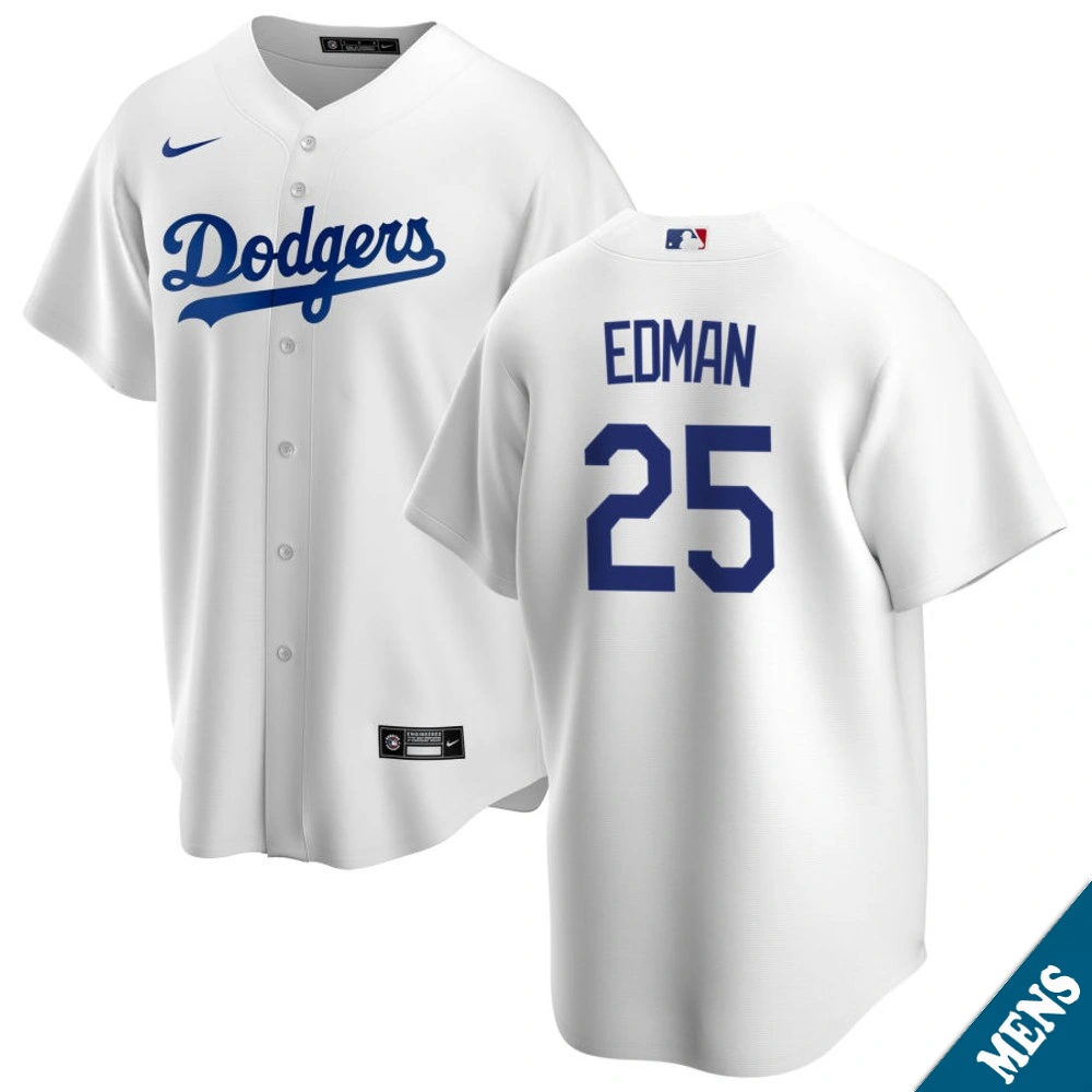 Men's Los Angeles Dodgers Tommy Edman #25 Home White Replica Jersey