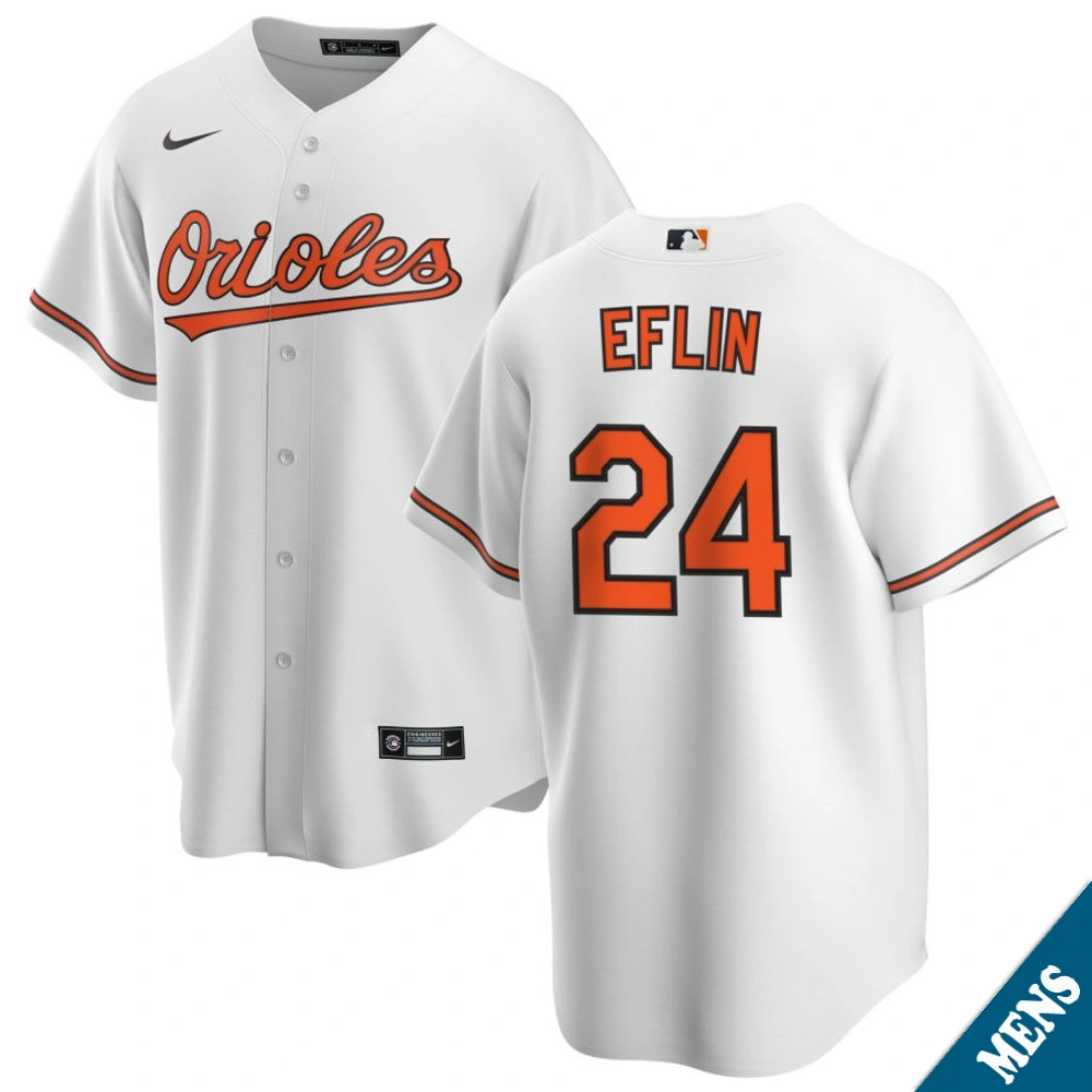 Men's Baltimore Orioles Zach Eflin #24 Home White Replica Jersey Men's Baltimore Orioles Zach Eflin #24 Home White Replica Jersey