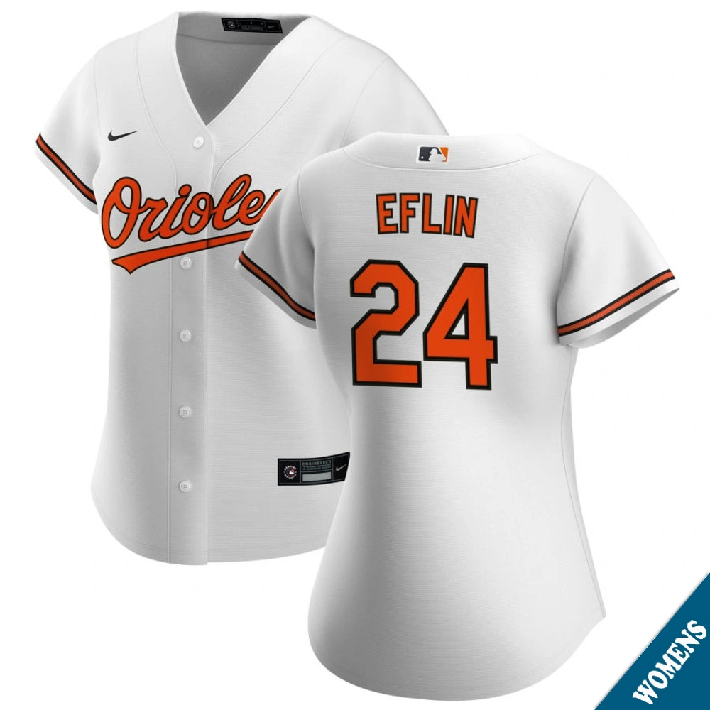 Women's Baltimore Orioles Zach Eflin #24 Home White Replica Jersey Women's Baltimore Orioles Zach Eflin #24 Home White Replica Jersey