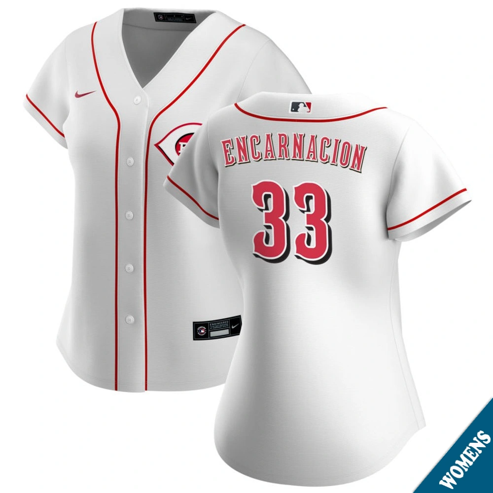 Women's Cincinnati Reds Christian Encarnacion #33 Home White Replica Jersey