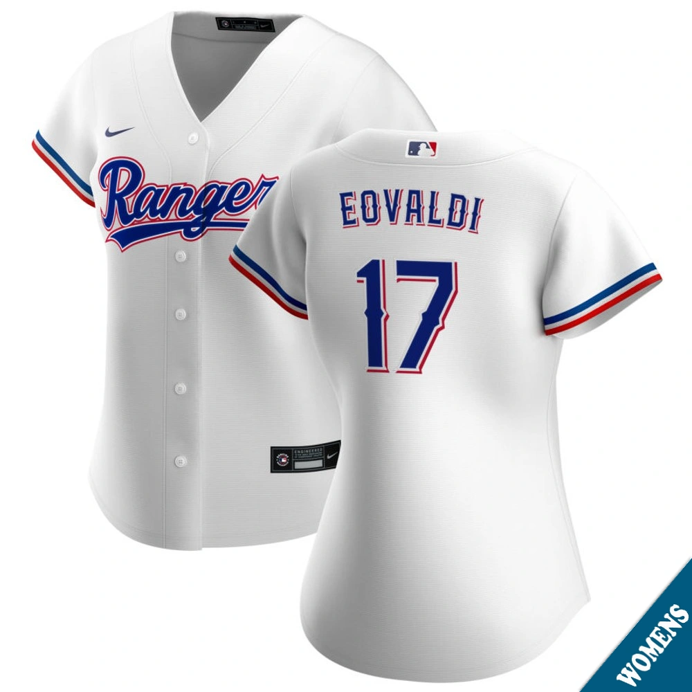 Women's Texas Rangers Nathan Eovaldi #17 Home White Replica Jersey