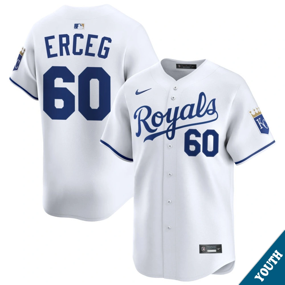 Youth Kansas City Royals Lucas Erceg #60 Home White Limited Jersey