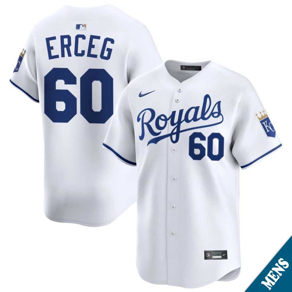 Men's Kansas City Royals Lucas Erceg #60 Home White Limited Jersey