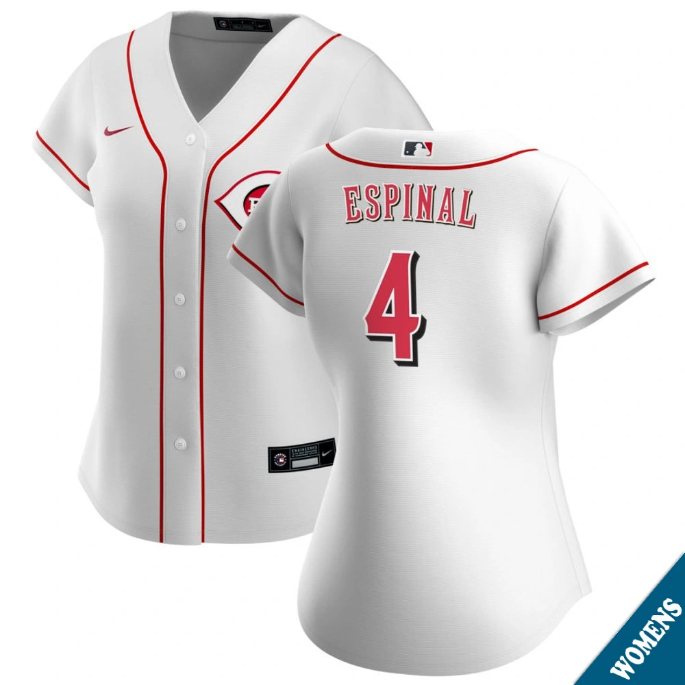 Women's Cincinnati Reds Santiago Espinal #4 Home White Replica Jersey