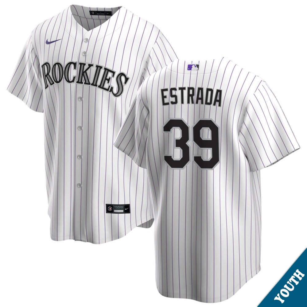 Youth Colorado Rockies Thairo Estrada #39 Home White Replica Jersey