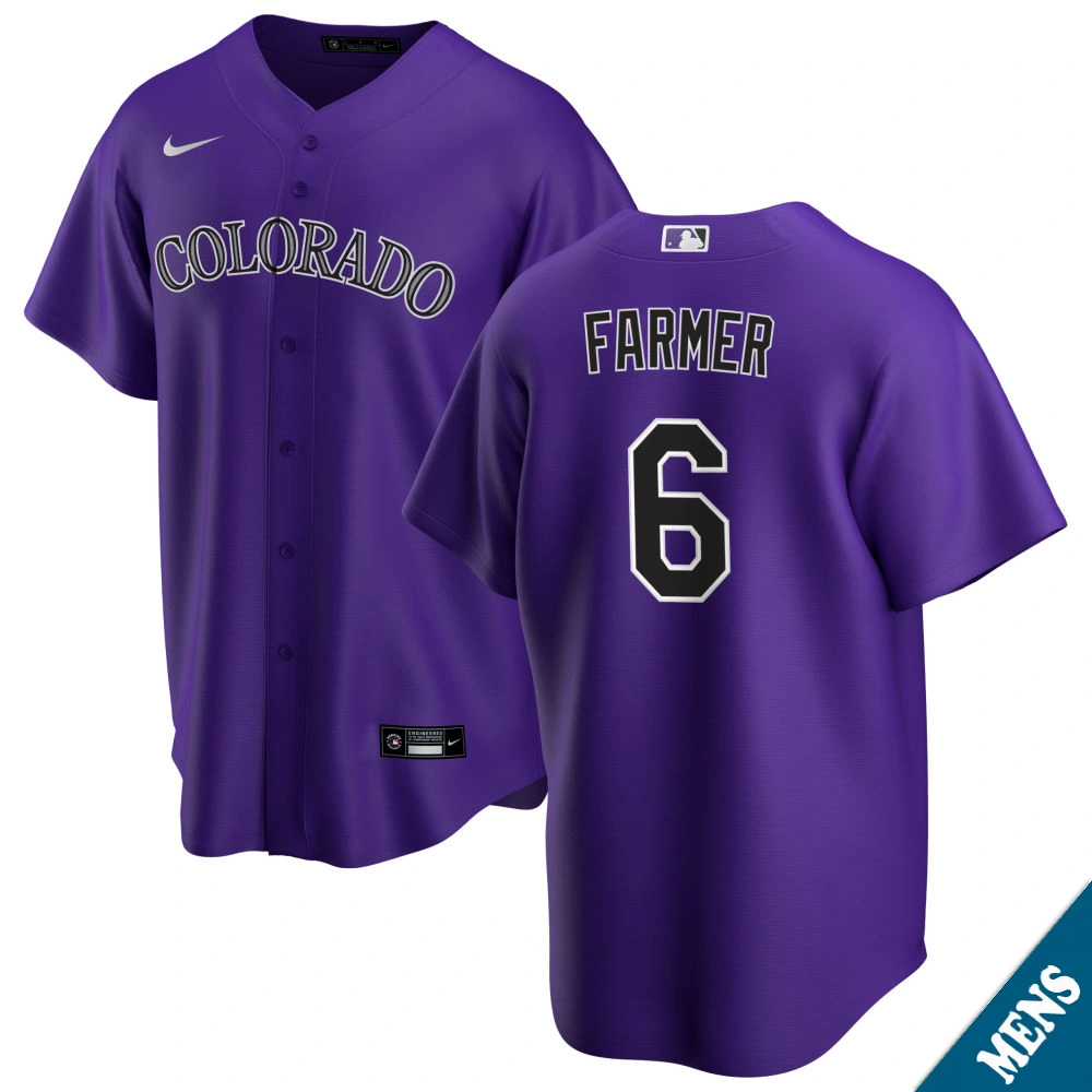 Men's Colorado Rockies Kyle Farmer #6 Purple Alternate Replica Jersey
