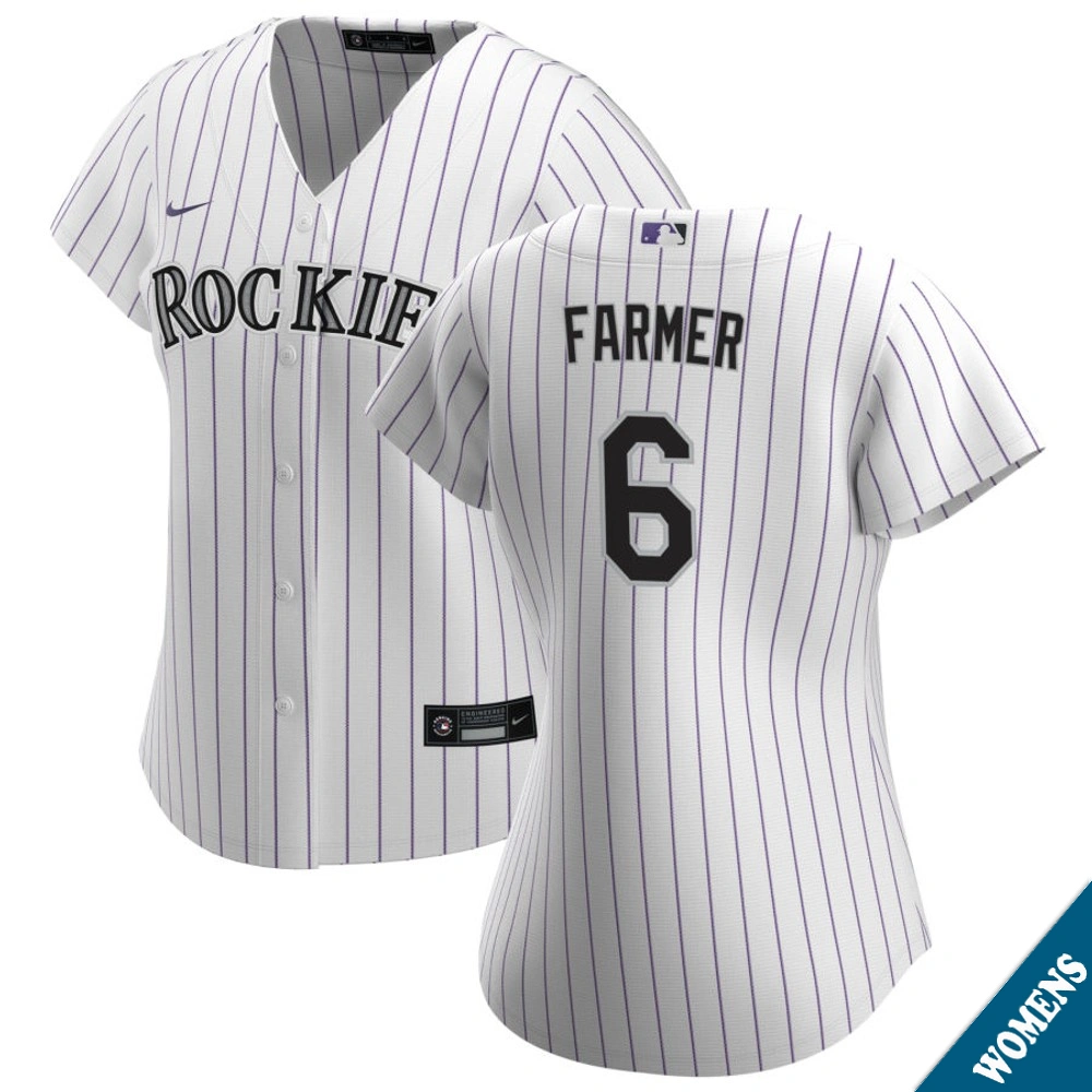 Women's Colorado Rockies Kyle Farmer #6 Home White Replica Jersey