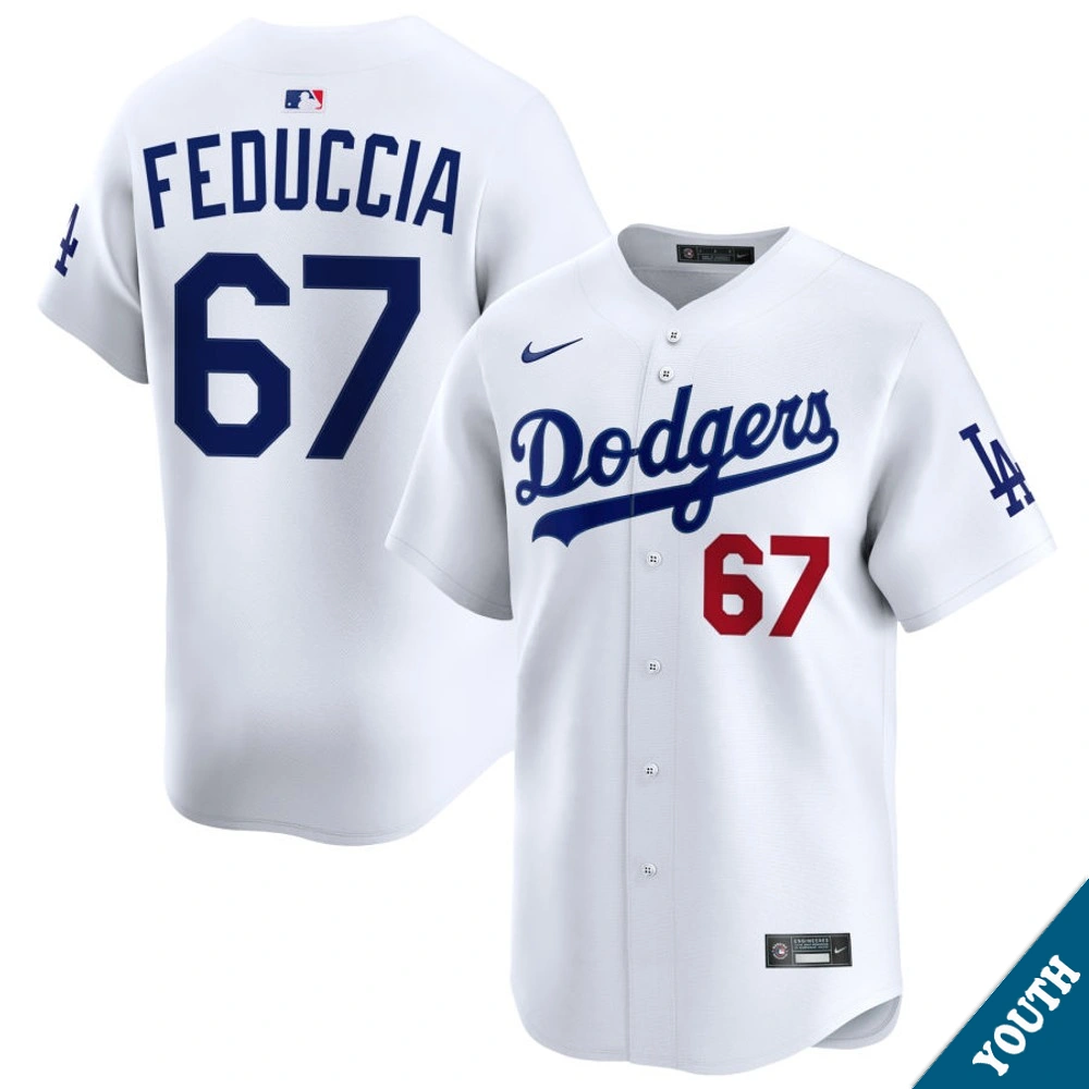Youth Los Angeles Dodgers Hunter Feduccia #67 Home White Limited Jersey