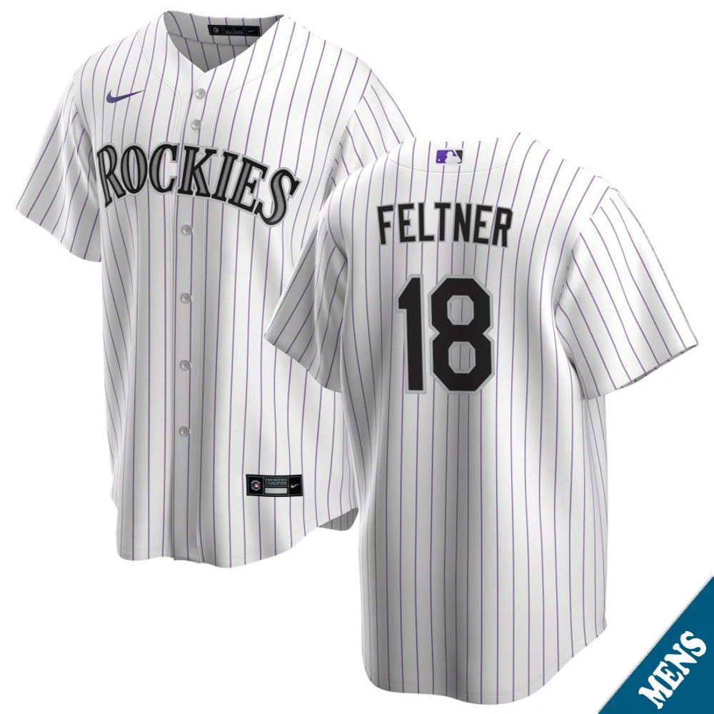Men's Colorado Rockies Ryan Feltner #18 Home White Replica Jersey