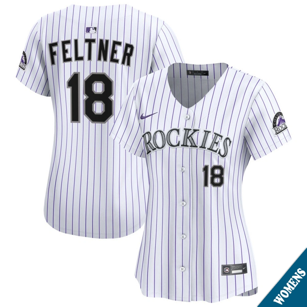 Women's Colorado Rockies Ryan Feltner #18 Home White Limited Jersey
