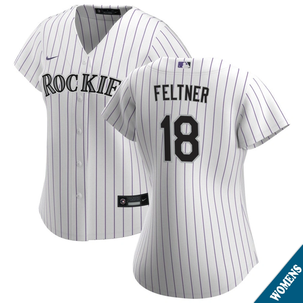 Women's Colorado Rockies Ryan Feltner #18 Home White Replica Jersey