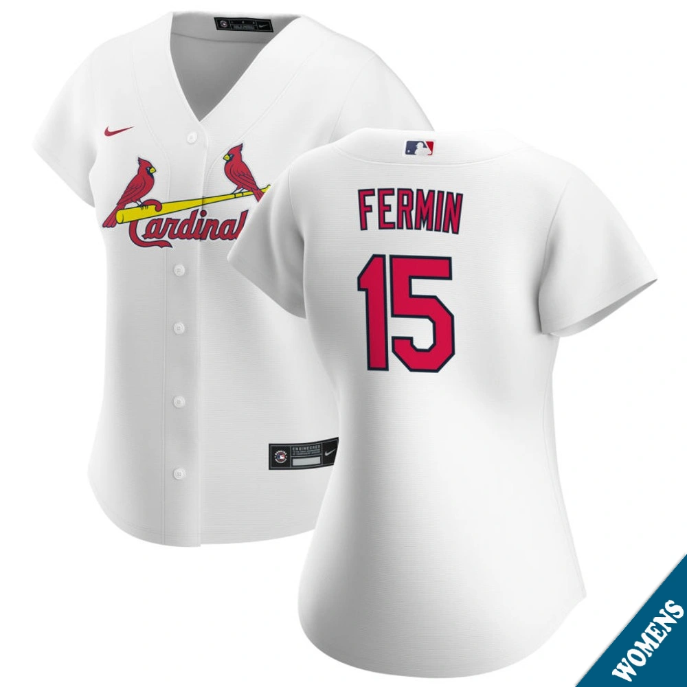 Women's St. Louis Cardinals Jose Fermin #15 Home White Replica Jersey