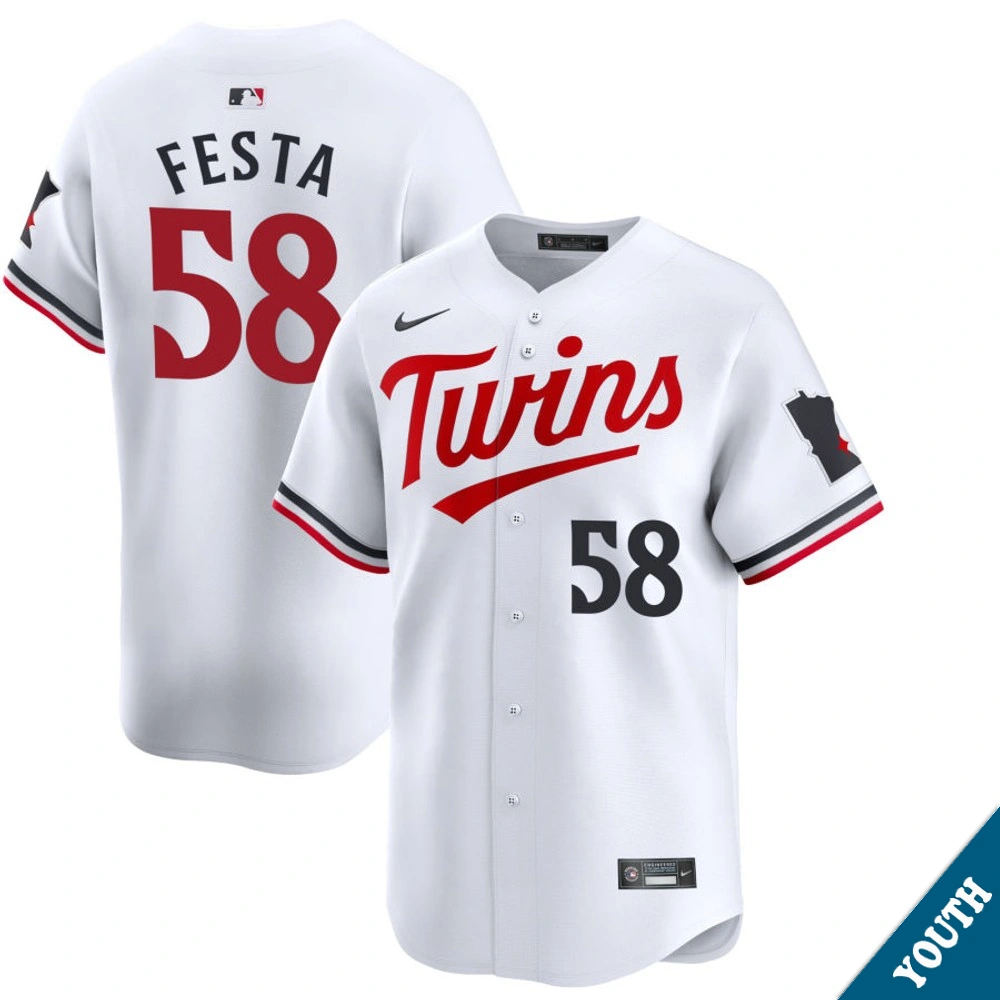 Youth Minnesota Twins David Festa #58 Home White Limited Jersey