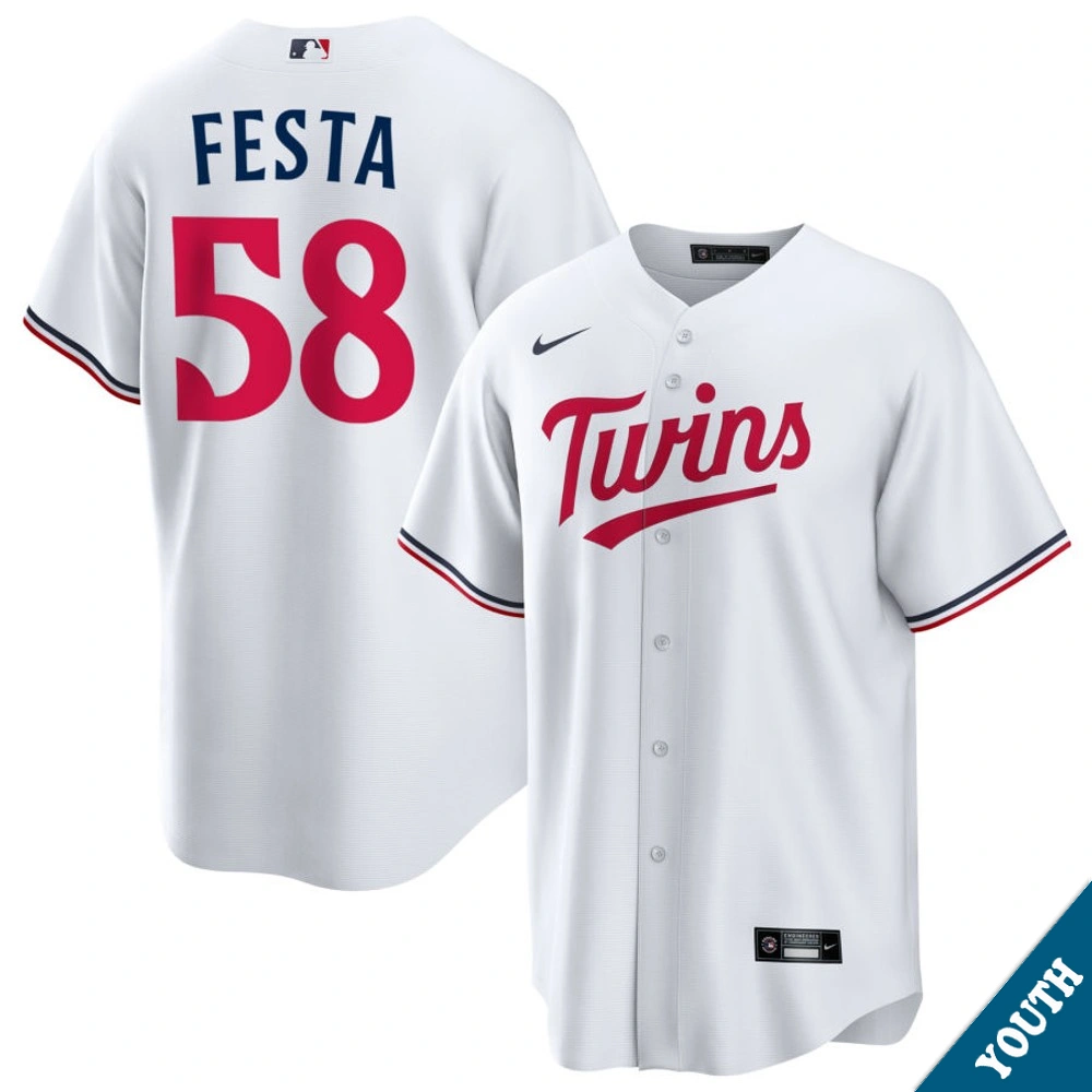 Youth Minnesota Twins David Festa #58 Home White Replica Jersey