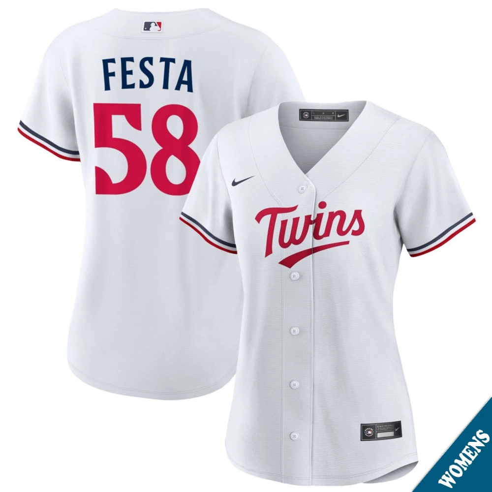 Women's Minnesota Twins David Festa #58 Home White Replica Jersey